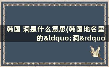 韩国 洞是什么意思(韩国地名里的“洞”是什么意思)